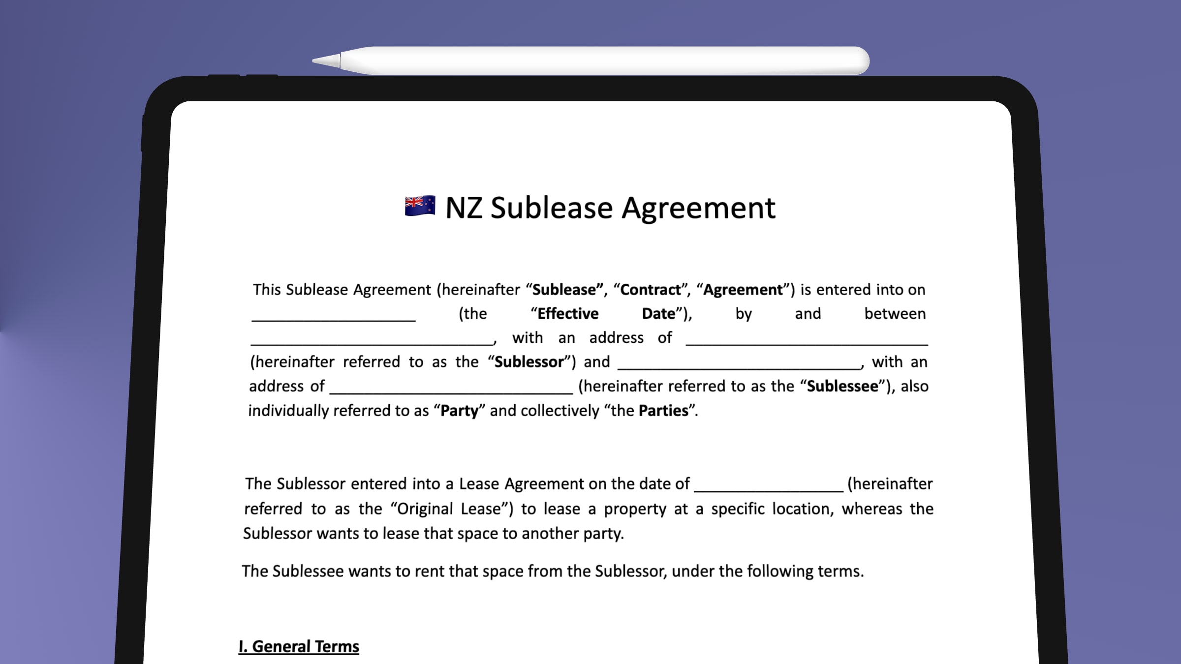 THE Working NZ: Free Sublease Agreement Template